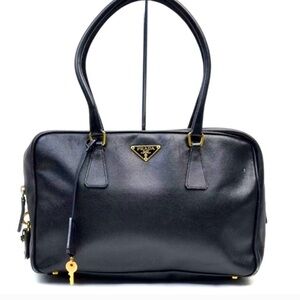 Prada Bauletto Black Saffiano Handbag